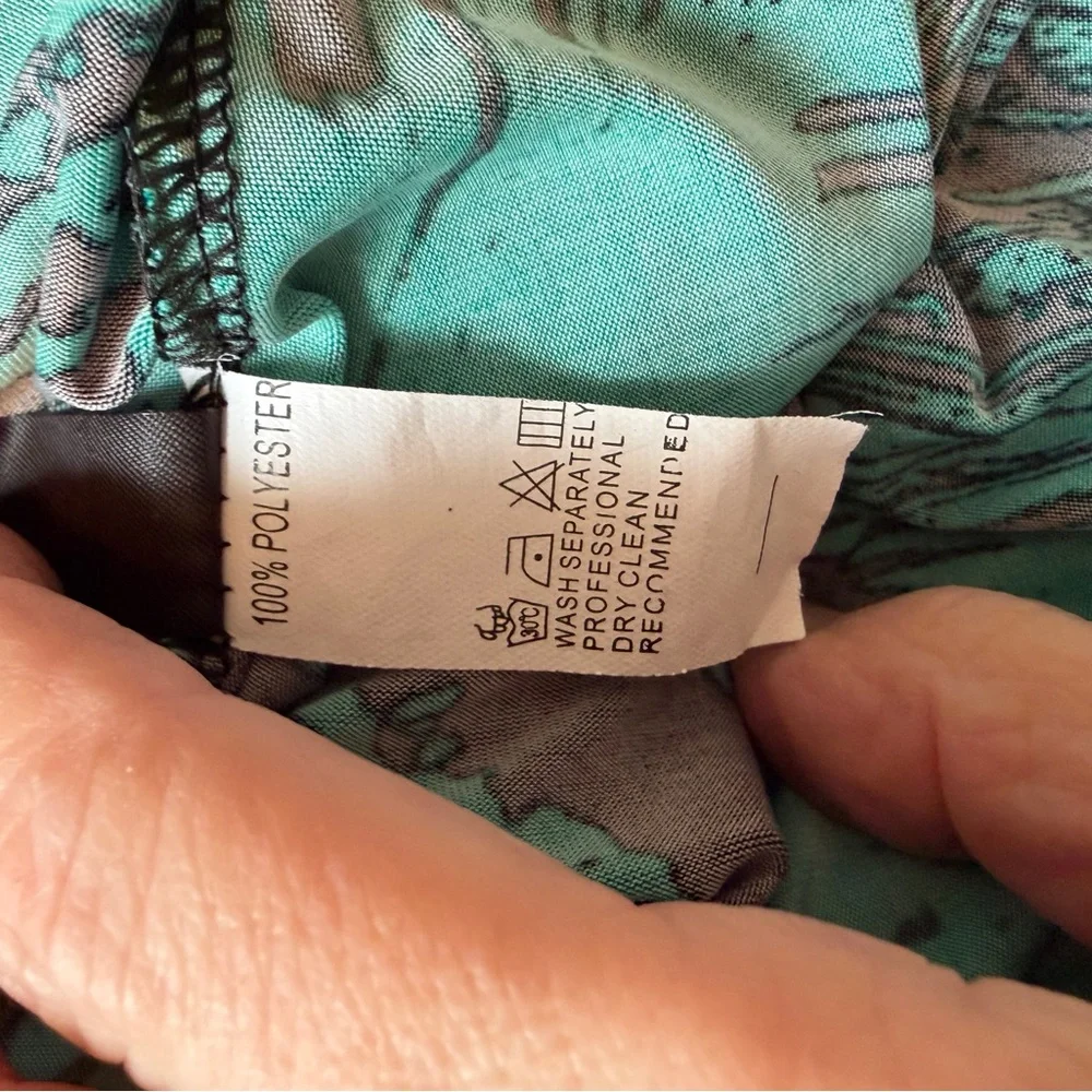 Papa Vancouver Vibrant Teal and Black Sleeveless Tropical Print Dress-Size Small - Picture 11 of 11